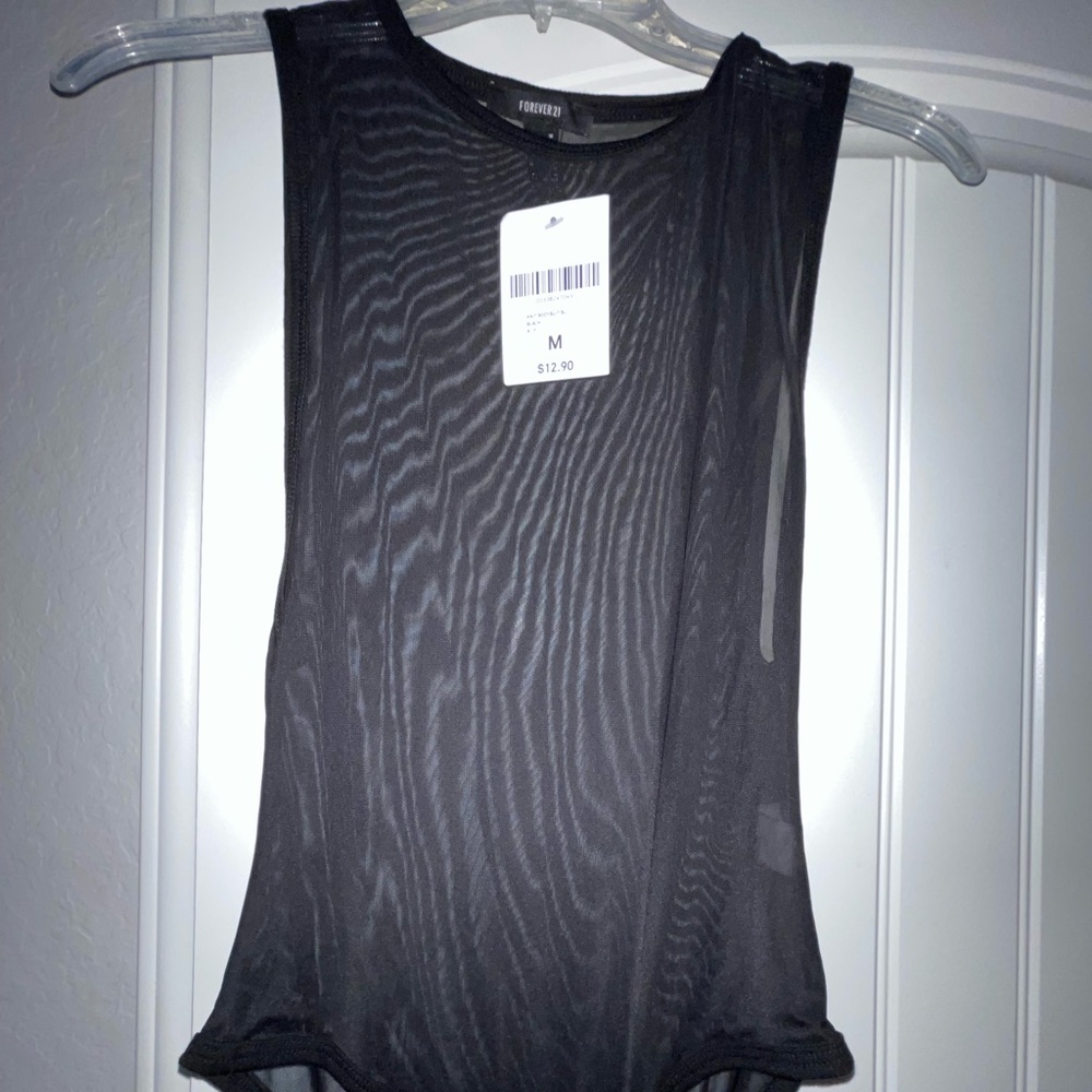 FOREVER 21 Black Mesh Bodysuit (NWT)